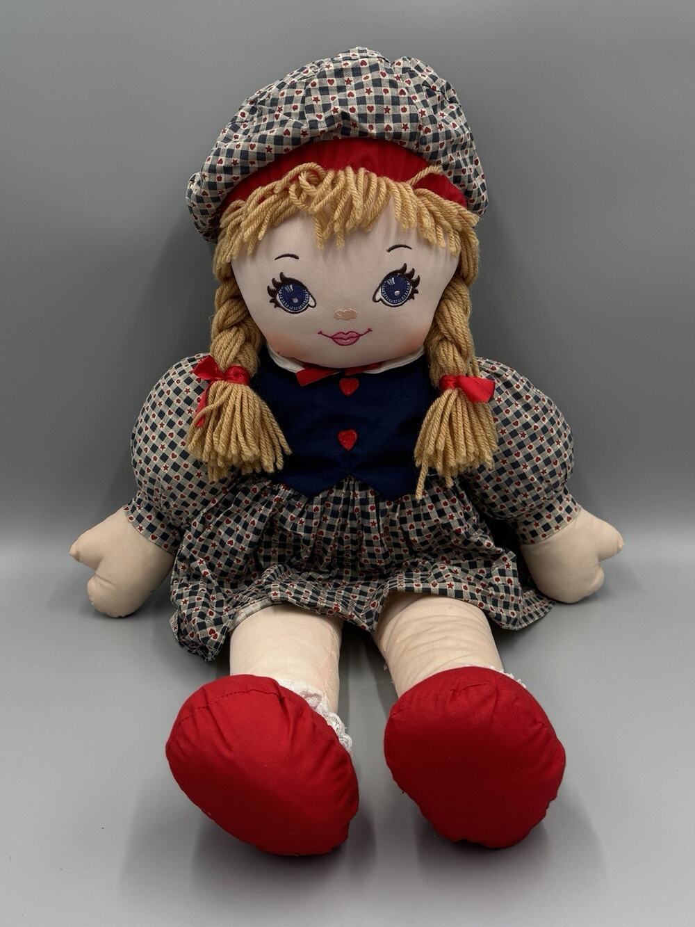 Vintage Sweetie Mine Soft Cloth Ragdoll Brook Country Girl 24” Blue Eyes